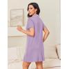 image:imageEkouaer Nightgowns for Women Button Down Night Gowns Short Sleeve Night Dress Notch Collar Sleep Shirt Pajama Dress S3XLLavender