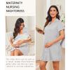 image:imageEkouaer Nightgowns for Women Button Down Night Gowns Short Sleeve Night Dress Notch Collar Sleep Shirt Pajama Dress S3XLLight Grey