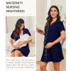 image:imageEkouaer Nightgowns for Women Button Down Night Gowns Short Sleeve Night Dress Notch Collar Sleep Shirt Pajama Dress S3XLNavy Blue