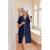 image:imageEkouaer Nightgowns for Women Button Down Night Gowns Short Sleeve Night Dress Notch Collar Sleep Shirt Pajama Dress S3XLNavy Blue