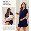image:imageEkouaer Nightgowns for Women Button Down Night Gowns Short Sleeve Night Dress Notch Collar Sleep Shirt Pajama Dress S3XLNavy Blue2