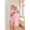image:imageEkouaer Nightgowns for Women Button Down Night Gowns Short Sleeve Night Dress Notch Collar Sleep Shirt Pajama Dress S3XLPink
