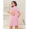 image:imageEkouaer Nightgowns for Women Button Down Night Gowns Short Sleeve Night Dress Notch Collar Sleep Shirt Pajama Dress S3XLPink