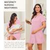 image:imageEkouaer Nightgowns for Women Button Down Night Gowns Short Sleeve Night Dress Notch Collar Sleep Shirt Pajama Dress S3XLPink