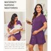 image:imageEkouaer Nightgowns for Women Button Down Night Gowns Short Sleeve Night Dress Notch Collar Sleep Shirt Pajama Dress S3XLPurple