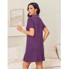 image:imageEkouaer Nightgowns for Women Button Down Night Gowns Short Sleeve Night Dress Notch Collar Sleep Shirt Pajama Dress S3XLPurple
