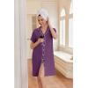 image:imageEkouaer Nightgowns for Women Button Down Night Gowns Short Sleeve Night Dress Notch Collar Sleep Shirt Pajama Dress S3XLPurple