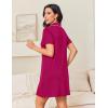 image:imageEkouaer Nightgowns for Women Button Down Night Gowns Short Sleeve Night Dress Notch Collar Sleep Shirt Pajama Dress S3XLRose Red