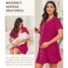 image:imageEkouaer Nightgowns for Women Button Down Night Gowns Short Sleeve Night Dress Notch Collar Sleep Shirt Pajama Dress S3XLRose Red