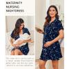 image:imageEkouaer Nightgowns for Women Button Down Night Gowns Short Sleeve Night Dress Notch Collar Sleep Shirt Pajama Dress S3XLStarry Sky