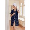 image:imageEkouaer Nightgowns for Women Button Down Night Gowns Short Sleeve Night Dress Notch Collar Sleep Shirt Pajama Dress S3XLStarry Sky
