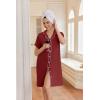 image:imageEkouaer Nightgowns for Women Button Down Night Gowns Short Sleeve Night Dress Notch Collar Sleep Shirt Pajama Dress S3XLWine Red