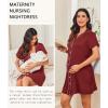 image:imageEkouaer Nightgowns for Women Button Down Night Gowns Short Sleeve Night Dress Notch Collar Sleep Shirt Pajama Dress S3XLWine Red