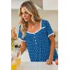 image:imageEkouaer Nightgowns for Women Lace Trim Sleep Shirts Short Sleeve Night Shirts With Pockets Night Gown Ruffled Sleep DressBlue Dog Footprints