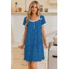 image:imageEkouaer Nightgowns for Women Lace Trim Sleep Shirts Short Sleeve Night Shirts With Pockets Night Gown Ruffled Sleep DressBlue Dog Footprints