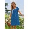 image:imageEkouaer Nightgowns for Women Lace Trim Sleep Shirts Short Sleeve Night Shirts With Pockets Night Gown Ruffled Sleep DressBlue Dog Footprints