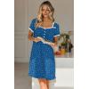 image:imageEkouaer Nightgowns for Women Lace Trim Sleep Shirts Short Sleeve Night Shirts With Pockets Night Gown Ruffled Sleep DressBlue Dog Footprints