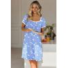 image:imageEkouaer Nightgowns for Women Lace Trim Sleep Shirts Short Sleeve Night Shirts With Pockets Night Gown Ruffled Sleep DressBlue Pigeon