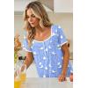 image:imageEkouaer Nightgowns for Women Lace Trim Sleep Shirts Short Sleeve Night Shirts With Pockets Night Gown Ruffled Sleep DressBlue Pigeon