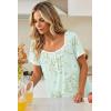 image:imageEkouaer Nightgowns for Women Lace Trim Sleep Shirts Short Sleeve Night Shirts With Pockets Night Gown Ruffled Sleep DressGreen Flowers