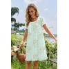 image:imageEkouaer Nightgowns for Women Lace Trim Sleep Shirts Short Sleeve Night Shirts With Pockets Night Gown Ruffled Sleep DressGreen Flowers