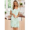 image:imageEkouaer Nightgowns for Women Lace Trim Sleep Shirts Short Sleeve Night Shirts With Pockets Night Gown Ruffled Sleep DressGreen Flowers