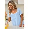 image:imageEkouaer Nightgowns for Women Lace Trim Sleep Shirts Short Sleeve Night Shirts With Pockets Night Gown Ruffled Sleep DressLight Blue