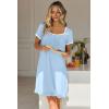 image:imageEkouaer Nightgowns for Women Lace Trim Sleep Shirts Short Sleeve Night Shirts With Pockets Night Gown Ruffled Sleep DressLight Blue