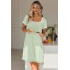 image:imageEkouaer Nightgowns for Women Lace Trim Sleep Shirts Short Sleeve Night Shirts With Pockets Night Gown Ruffled Sleep DressLight Green