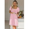 image:imageEkouaer Nightgowns for Women Lace Trim Sleep Shirts Short Sleeve Night Shirts With Pockets Night Gown Ruffled Sleep DressPink