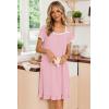 image:imageEkouaer Nightgowns for Women Lace Trim Sleep Shirts Short Sleeve Night Shirts With Pockets Night Gown Ruffled Sleep DressPink