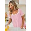 image:imageEkouaer Nightgowns for Women Lace Trim Sleep Shirts Short Sleeve Night Shirts With Pockets Night Gown Ruffled Sleep DressPink