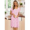 image:imageEkouaer Nightgowns for Women Lace Trim Sleep Shirts Short Sleeve Night Shirts With Pockets Night Gown Ruffled Sleep DressPink Floral
