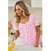 image:imageEkouaer Nightgowns for Women Lace Trim Sleep Shirts Short Sleeve Night Shirts With Pockets Night Gown Ruffled Sleep DressPink Floral