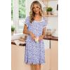 image:imageEkouaer Nightgowns for Women Lace Trim Sleep Shirts Short Sleeve Night Shirts With Pockets Night Gown Ruffled Sleep DressPurple Flowers