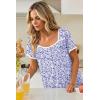 image:imageEkouaer Nightgowns for Women Lace Trim Sleep Shirts Short Sleeve Night Shirts With Pockets Night Gown Ruffled Sleep DressPurple Flowers