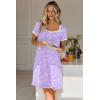image:imageEkouaer Nightgowns for Women Lace Trim Sleep Shirts Short Sleeve Night Shirts With Pockets Night Gown Ruffled Sleep DressPurpleblue Flowers