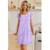 image:imageEkouaer Nightgowns for Women Lace Trim Sleep Shirts Short Sleeve Night Shirts With Pockets Night Gown Ruffled Sleep DressPurpleblue Flowers