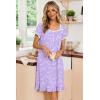 image:imageEkouaer Nightgowns for Women Lace Trim Sleep Shirts Short Sleeve Night Shirts With Pockets Night Gown Ruffled Sleep DressPurpleblue Flowers