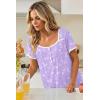 image:imageEkouaer Nightgowns for Women Lace Trim Sleep Shirts Short Sleeve Night Shirts With Pockets Night Gown Ruffled Sleep DressPurpleblue Flowers