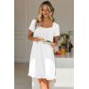image:imageEkouaer Nightgowns for Women Lace Trim Sleep Shirts Short Sleeve Night Shirts With Pockets Night Gown Ruffled Sleep DressWhite