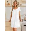 image:imageEkouaer Nightgowns for Women Lace Trim Sleep Shirts Short Sleeve Night Shirts With Pockets Night Gown Ruffled Sleep DressWhite