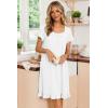 image:imageEkouaer Nightgowns for Women Lace Trim Sleep Shirts Short Sleeve Night Shirts With Pockets Night Gown Ruffled Sleep DressWhite