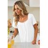 image:imageEkouaer Nightgowns for Women Lace Trim Sleep Shirts Short Sleeve Night Shirts With Pockets Night Gown Ruffled Sleep DressWhite