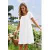 image:imageEkouaer Nightgowns for Women Lace Trim Sleep Shirts Short Sleeve Night Shirts With Pockets Night Gown Ruffled Sleep DressWhite
