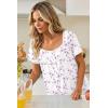 image:imageEkouaer Nightgowns for Women Lace Trim Sleep Shirts Short Sleeve Night Shirts With Pockets Night Gown Ruffled Sleep DressWhite Flowers