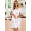 image:imageEkouaer Nightgowns for Women Lace Trim Sleep Shirts Short Sleeve Night Shirts With Pockets Night Gown Ruffled Sleep DressWhite Flowers
