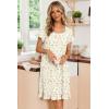 image:imageEkouaer Nightgowns for Women Lace Trim Sleep Shirts Short Sleeve Night Shirts With Pockets Night Gown Ruffled Sleep DressYellow Flowers