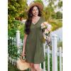 image:imageEkouaer Nightgowns for Women Short Sleeve Sleep Shirt V Neck Night Gown With Pockets Soft Pajamas Dress Casual SleepwearArmy Green