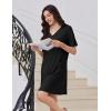 image:imageEkouaer Nightgowns for Women Short Sleeve Sleep Shirt V Neck Night Gown With Pockets Soft Pajamas Dress Casual SleepwearBlack
